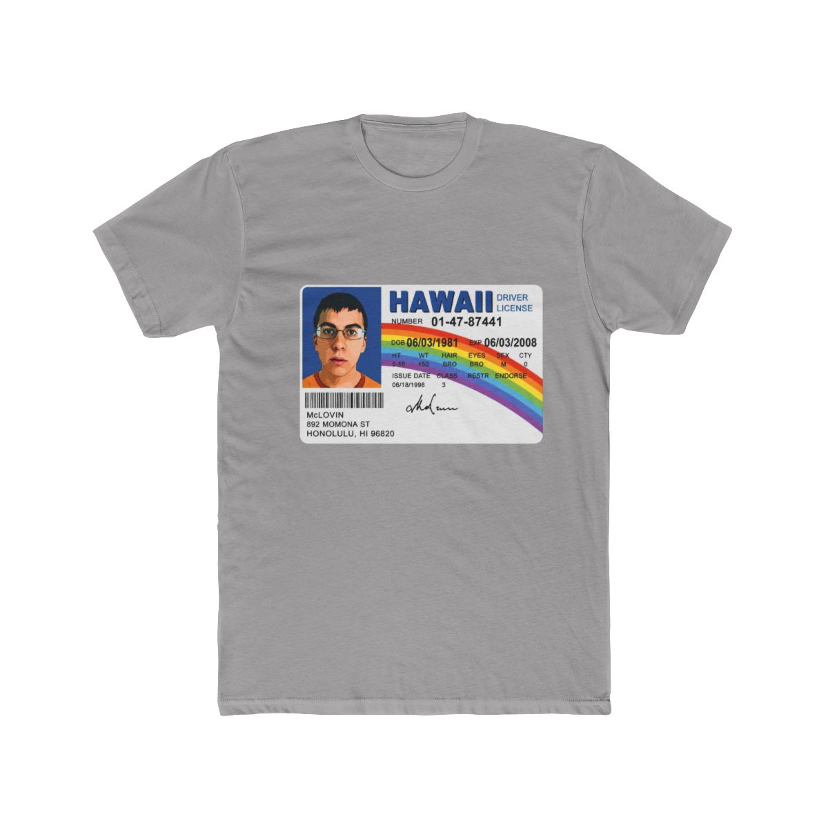 Mclovin from Superbad T Shirt For Men, McLovin Drivers Women V Neck Shirt, McLovin Shirt For Kids, Mclovin ID T Shirt - 0788 - Official T-Shirts merchandise